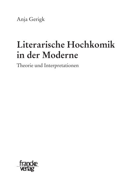 Literarische Hochkomik in der Moderne - narr-shop.de