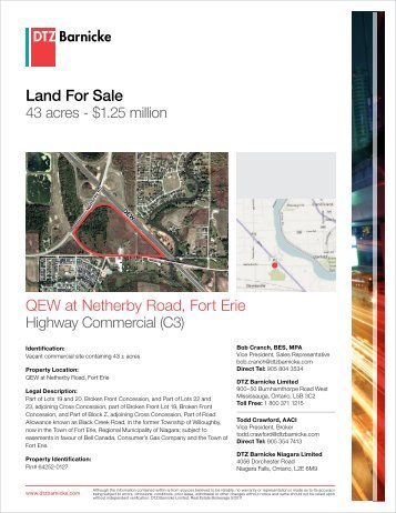Land For Sale QEW at Netherby Road, Fort Erie - DTZ