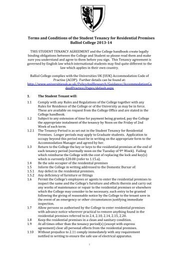 Tenancy agreement - Balliol College