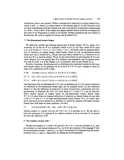 A BRIEF SURVEY OF FRAMES FOR THE LAMBEK CALCULUS