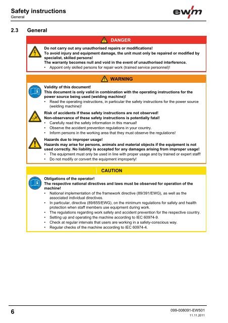 Operating instructions - EWM Hightec Welding GmbH