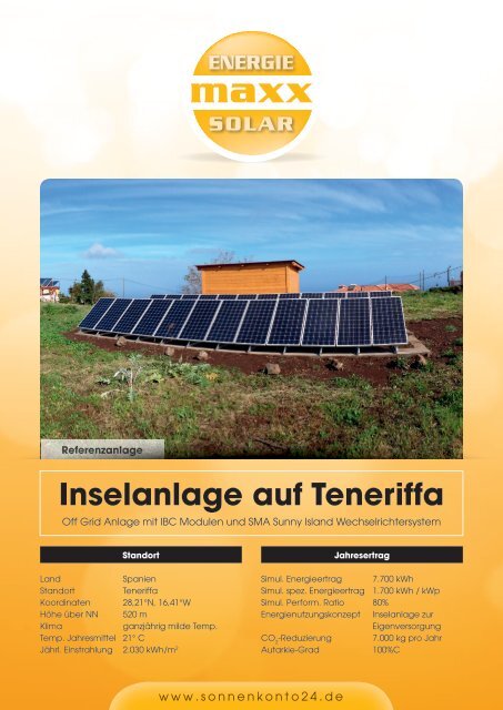 Inselanlage auf Teneriffa - maxx – solar & energie