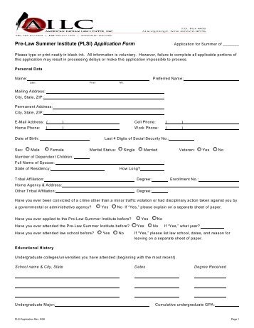 PLSI Application Form-Part 1 (PDF File)