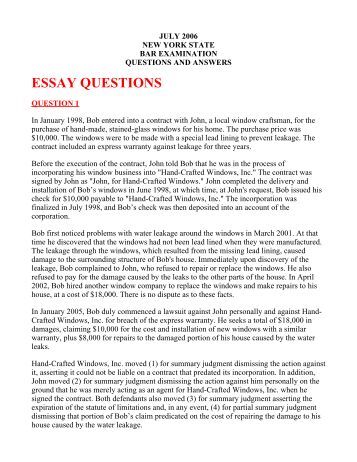 Ny bar exam essays 2012