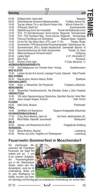 Juli - Hof Programm