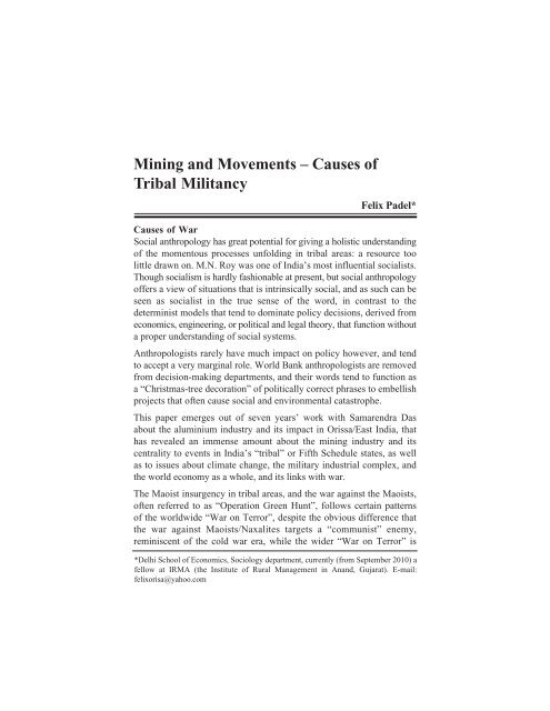 Mining and Movements - Causes of Tribal Militancy - Indian Social ...