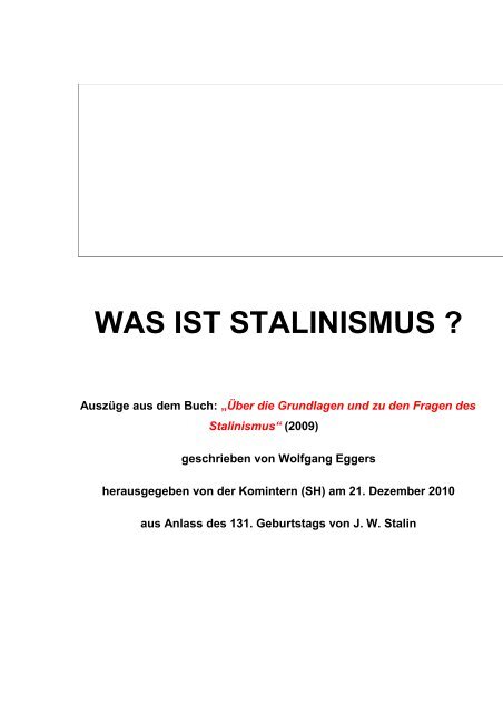 was ist stalinismus - Communist International (Stalinist-Hoxhaists)