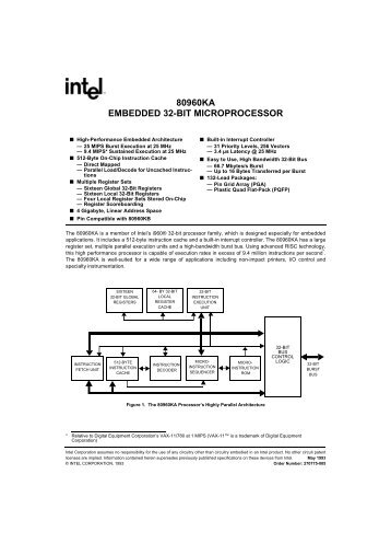 80960KA EMBEDDED 32-BIT MICROPROCESSOR - Datasheet ...