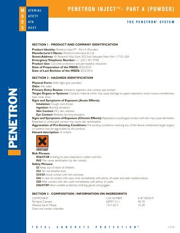 penetron inject - msds a