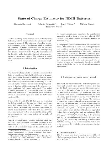 State of Charge Estimator for NiMH Batteries - Università del Sannio