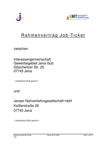 Rahmenvertrag Job-Ticket - Interessengemeinschaft ...