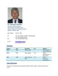 Dr. Ramesh Chandra - IIT Roorkee