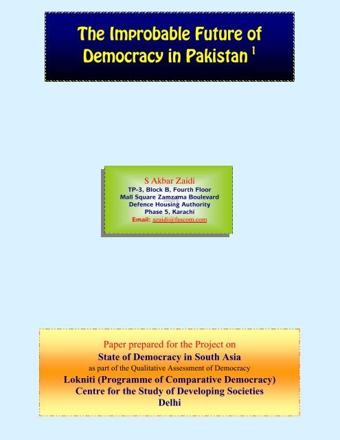 The Improbable Future of Democracy in Pakistan - Democracy Asia