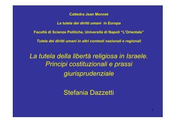 La tutela della libertÃ  religiosa in Israele - UniversitÃ  degli studi di ...