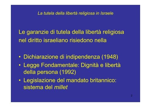 La tutela della libertÃ  religiosa in Israele - UniversitÃ  degli studi di ...