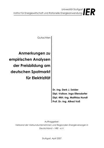 Anmerkungen zu empirischen Analysen der Preisbildung am ...