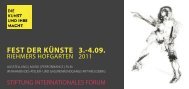 FEST DER KÜNSTE 3.-4.09. - INTERNATIONALES FORUM