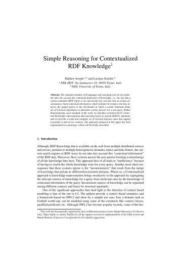 Simple Reasoning for Contextualized RDF Knowledge - DKM - FBK