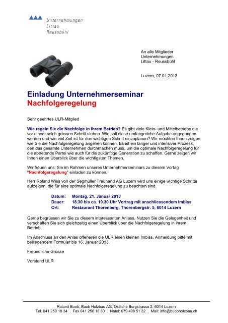 Einladung Unternehmerseminar Nachfolgeregelung - Unternehmen ...