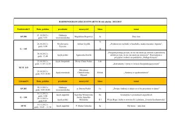 HARMONOGRAM LEKCJI OTWARTYCH rok szkolny 2011/2012