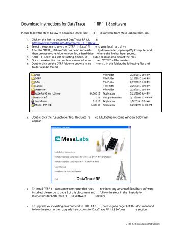 Installation Instructions for V 1.1.8 DataTrace Â® RF ... - Mesa Labs