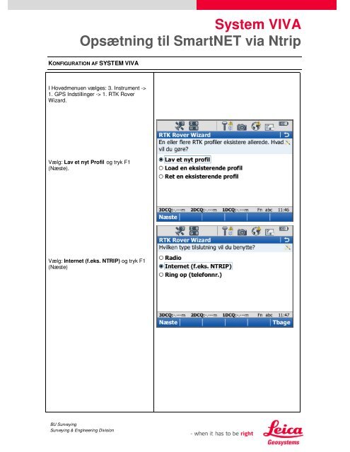 System VIVA OpsÃ¦tning til SmartNET via Ntrip - Leica SmartNet ...