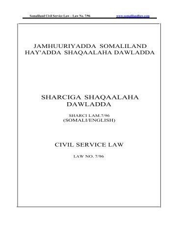 SHARCIGA SHAQAALAHA DAWLADDA - Somaliland Law