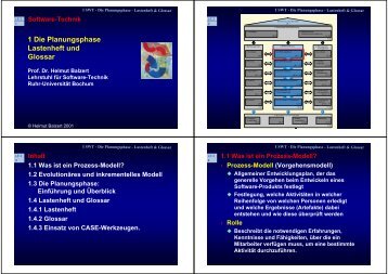 1 Die Planungsphase Lastenheft und Glossar