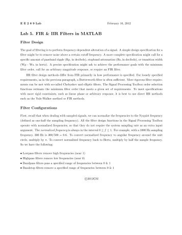 Lab 5. FIR & IIR Filters in MATLAB