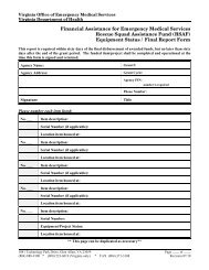 Equipment Status / Final Report Form - Virginia Department of Health