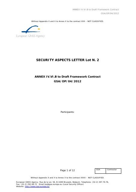 ANNEX IV.VI.B- SAL for Lot N. 2 - European GNSS Agency - Europa
