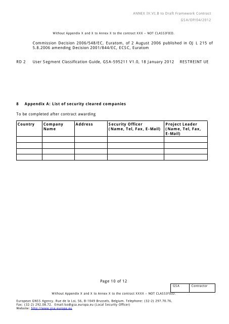 ANNEX IV.VI.B- SAL for Lot N. 2 - European GNSS Agency - Europa