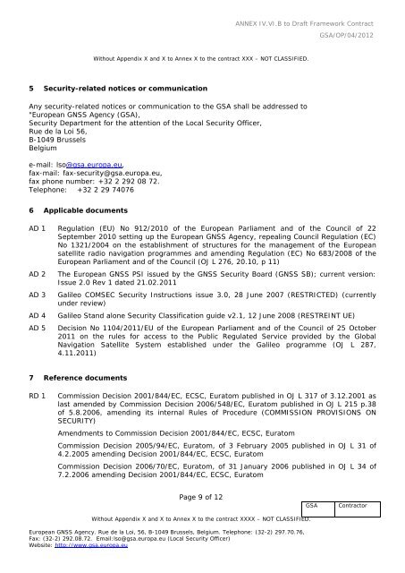 ANNEX IV.VI.B- SAL for Lot N. 2 - European GNSS Agency - Europa