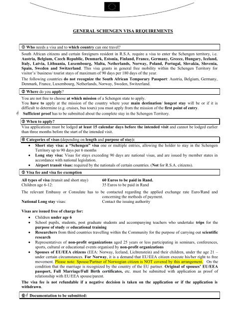 GENERAL SCHENGEN VISA REQUIREMENTS - Norway