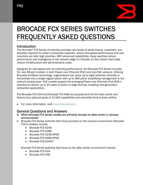 brocade fcx series switches frequently asked questions