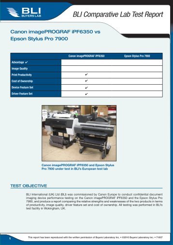 BLI Comparative Lab Test Report