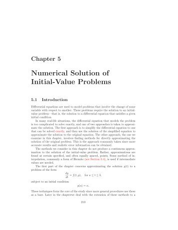 Chapter 5 Numerical Solution of Initial-Value Problems