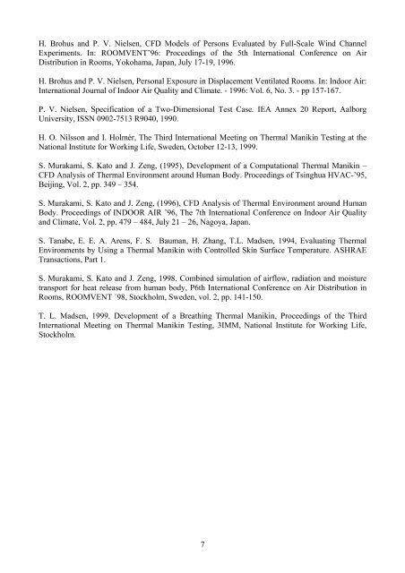 Benchmark Tests for Computer Simulated Persons