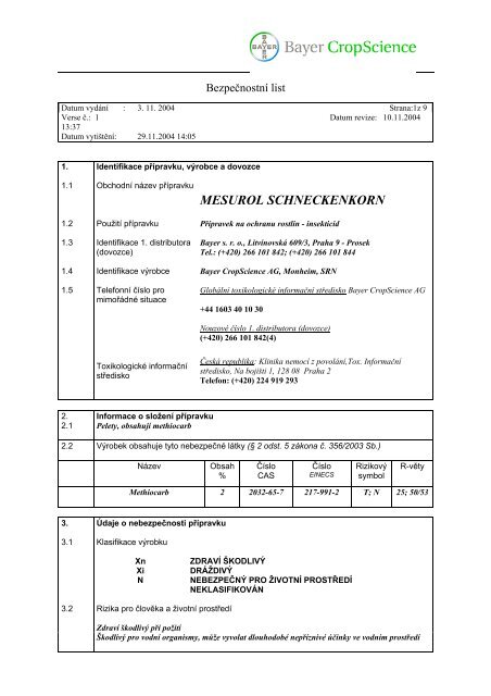 MESUROL SCHNECKENKORN - Novum Czech sro