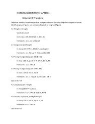 HONORS GEOMETRY CHAPTER 4 Congruent Triangles