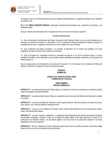 codigo civil para el estado libre y soberano de tlaxcala