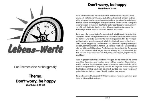 Thema: Don't worry, be happy - markus