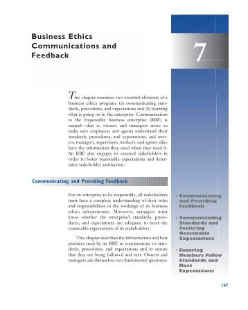 Business Ethics Communications And Feedback - International ...