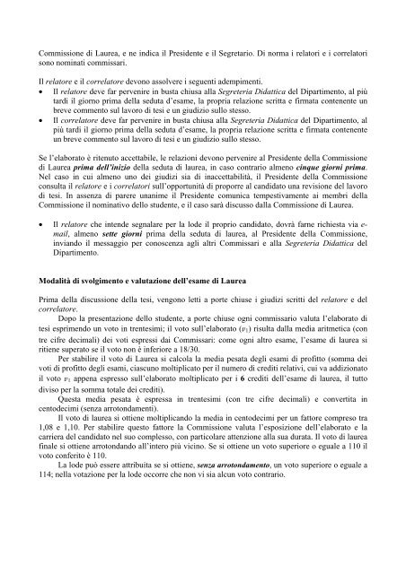 Tesi ed esame di laurea - Dipartimento di Fisica