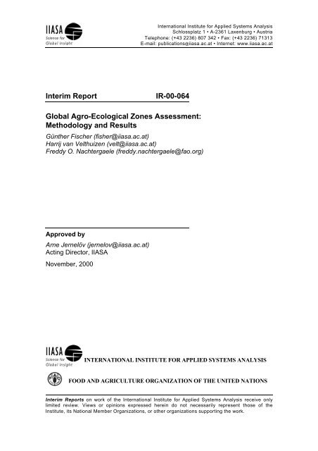 Interim Report IR-00-064 Global Agro-Ecological Zones ... - IIASA