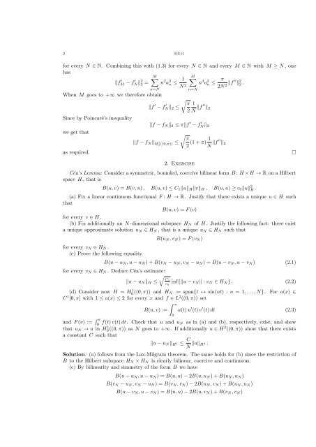 EXERCISES PDE 23-25.01.13 1. Exercise Fourier analysis in ...