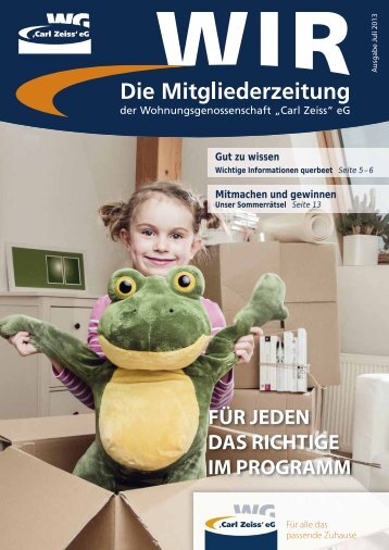 "WIR" [Ausgabe 2/2013] - Wohnungsgenossenschaft Carl Zeiss eG