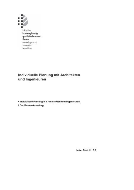 Individuelle Planung mit Architekten und Ingenieuren - INQA-Bauen