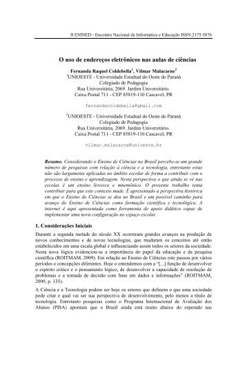 Instruções aos Autores de Contribuições para o ... - INF-Unioeste