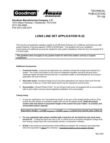 LONG LINE SET APPLICATION R-22 - HVAC.Amickracing